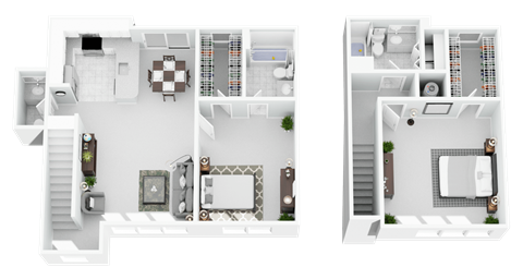 a floor plan of a house with a bedroom and a living room